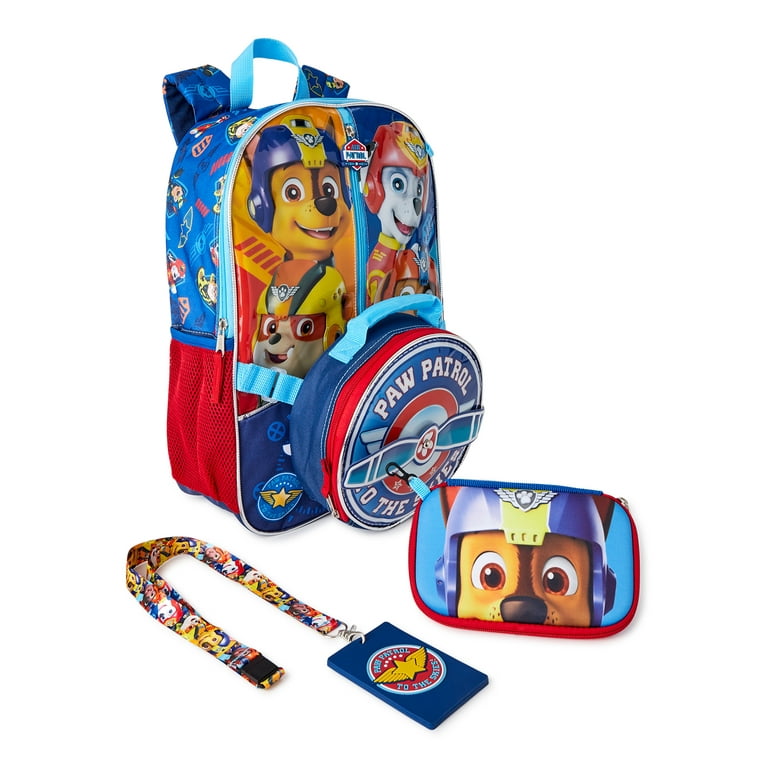 Paw Patrol Boys Backpack with Lunch Bag 4 Piece Set Blue