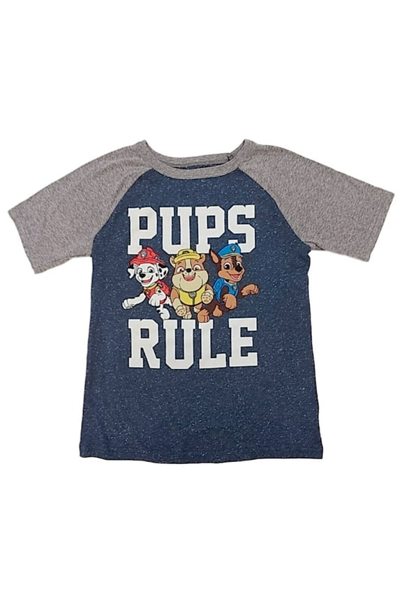 Boys Blue & Gray Marshall Pups Rule T-Shirt Puppy Dog Tee Shirt 6