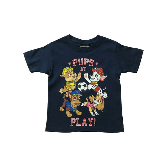 Paw Patrol Boys Blue Short Sleeve Pups At Play T-Shirt Puppy Dog Tee Shirt 5/6