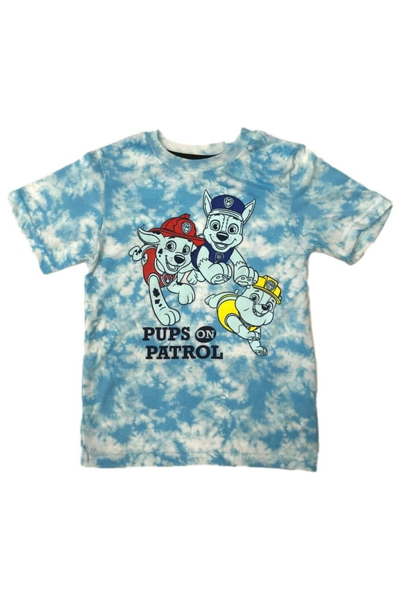 Boys Blue Tie Dye Pups on Patrol Chase Marshall T-Shirt Tee Shirt 7