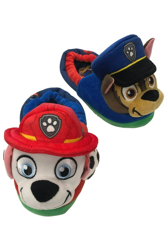 Boys' Chase & Marshall Puppy Dog Slippers, Blue, Size 7/8