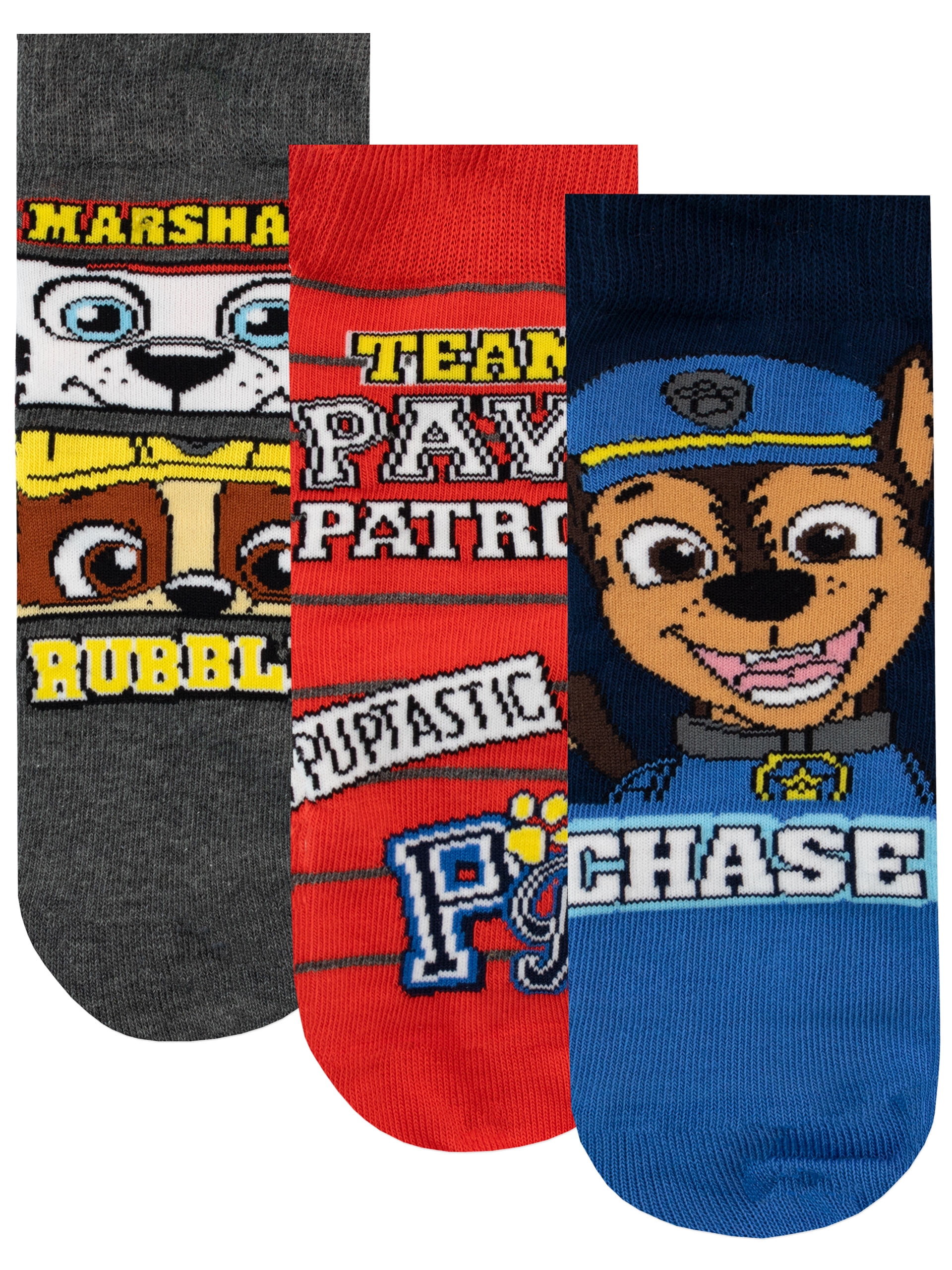 Paw Patrol Boys Chase Socks 3 Pack Blue Sizes 1 Adults 4