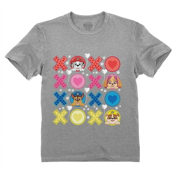 Paw Patrol Boys' Girls' Group XOXO Valentin's Day Toddler Kids T-Shirt 4T Gray