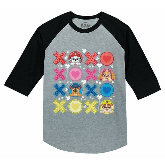 Paw Patrol Boys' Girls' Valentin's Day 3/4 Sleeve Baseball Jersey Toddler Shirt 4T Dark Gray