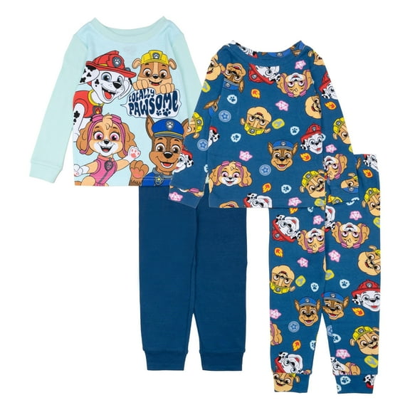 Paw Patrol Boys' Pajama Set 4-Piece Cotton Sleepwear Set, Totally Pawsome, Size 2T