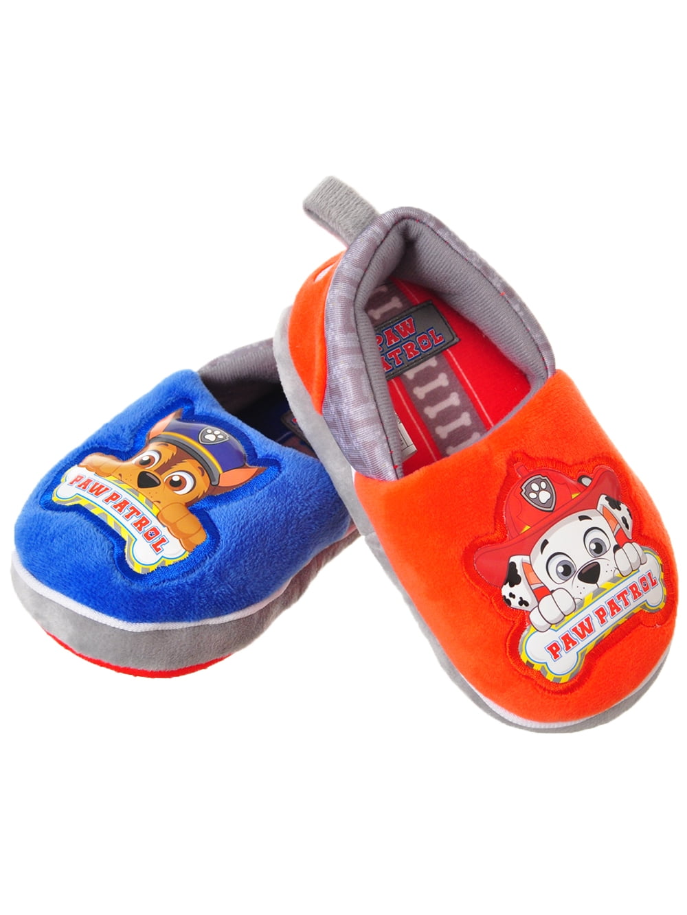 Pawggles Paw Patrol Boys' Plush Slippers (Toddler Sizes 7 - 12) - gray/red, 7/8 ...