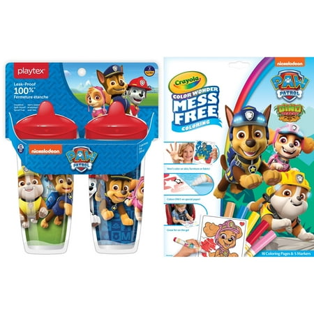 Paw Patrol Bundle with Insulated Spout Sippy Cup & Crayola Color Wonder Pgs with Markers