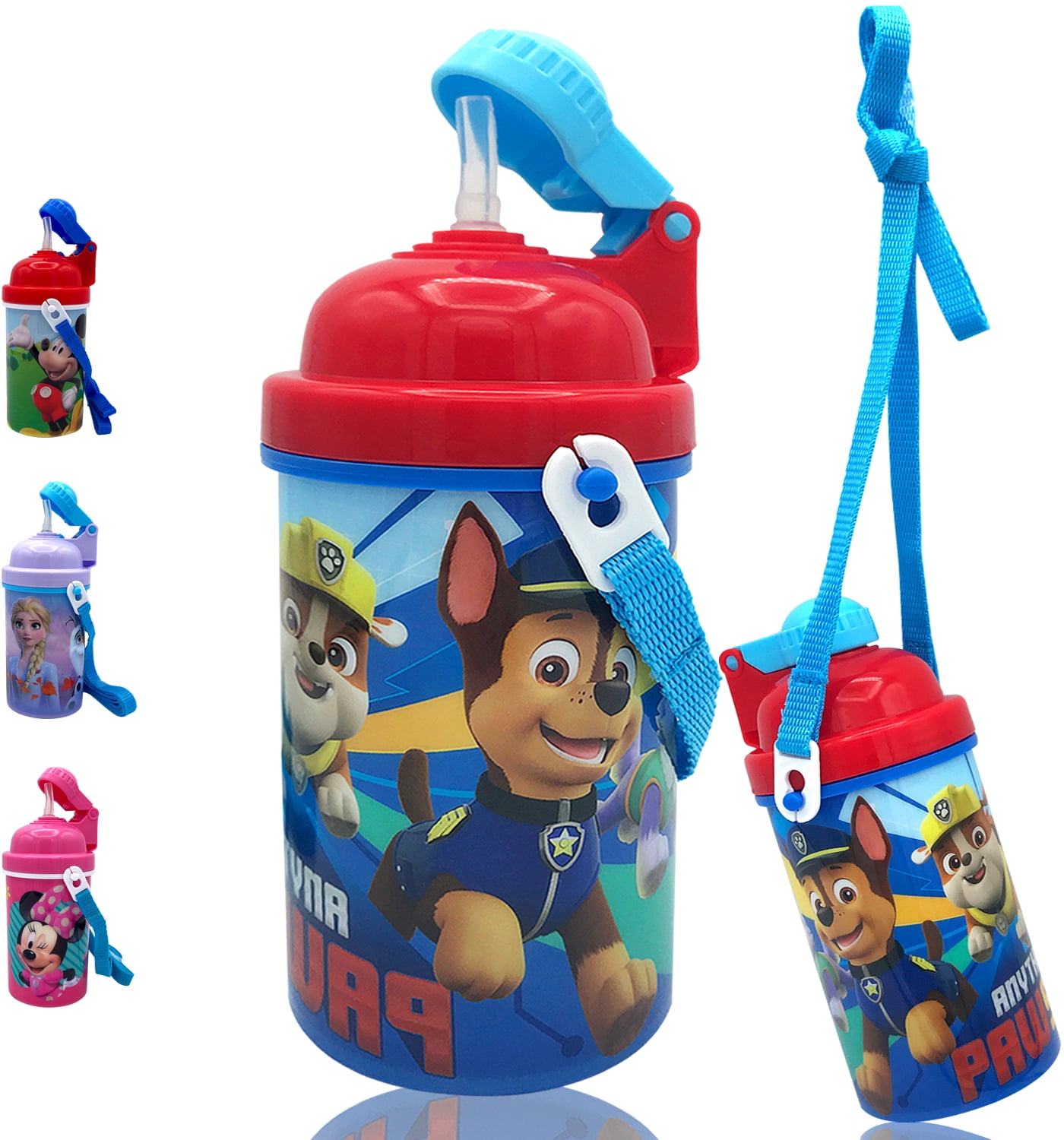 Paw Patrol Friends Carrying Strap One Touch Water Bottles with Reusable  Built in Straw - Safe Approv…See more Paw Patrol Friends Carrying Strap One
