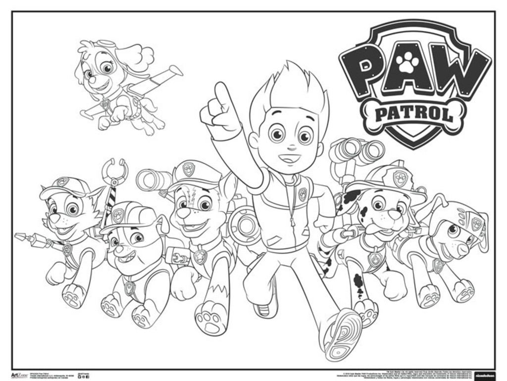 Paw Patrol Cartoon TV show Coloring Poster 24x18 - image 1 of 1