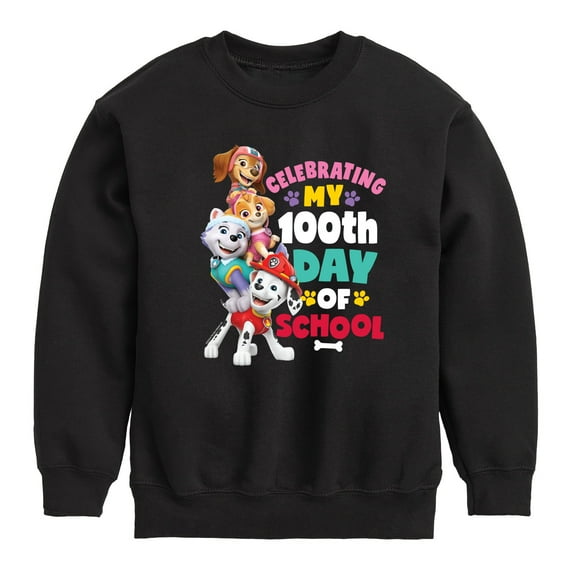 Paw Patrol - Celebrating 100Th Day Of School - Toddler & Youth Crewneck Fleece Sweatshirt