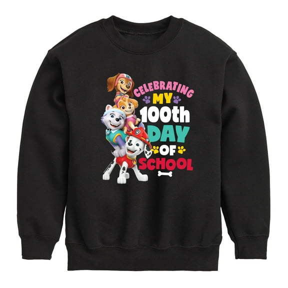 Paw Patrol - Celebrating 100Th Day Of School - Toddler & Youth Crewneck Fleece Sweatshirt