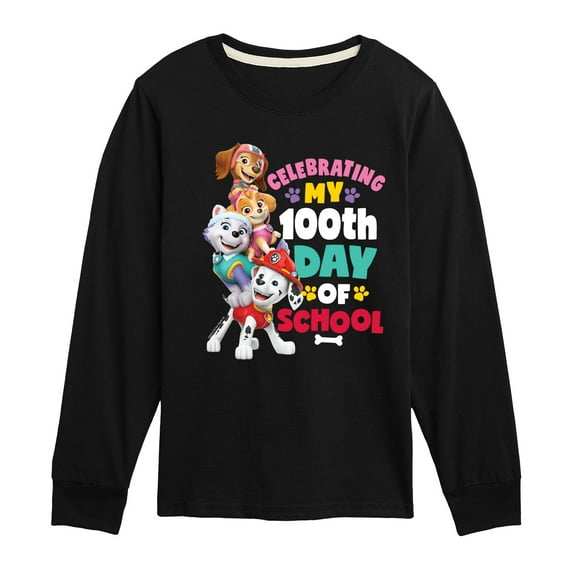 Paw Patrol - Celebrating 100Th Day Of School - Toddler & Youth Long Sleeve Graphic T-Shirt