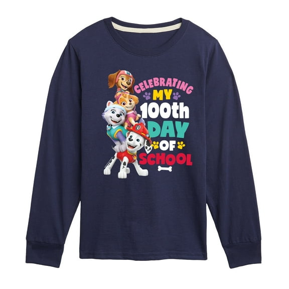 Paw Patrol - Celebrating 100Th Day Of School - Toddler & Youth Long Sleeve Graphic T-Shirt