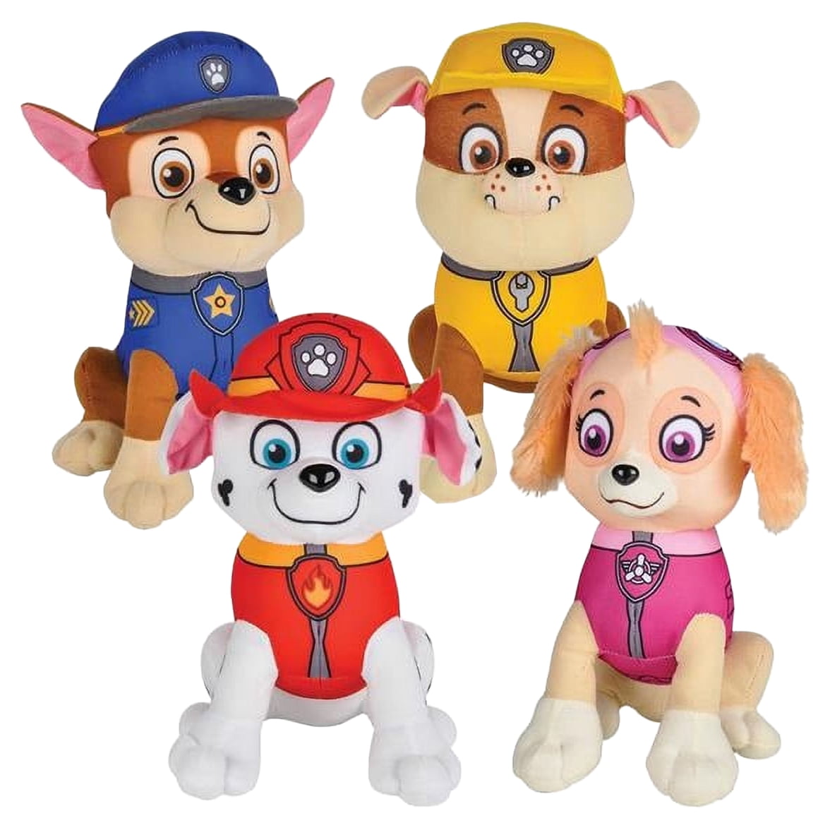 Paw Patrol Characters Set of 4 Marshall Chase Rubble Skye 8" Plush Stuffed Animal Toys