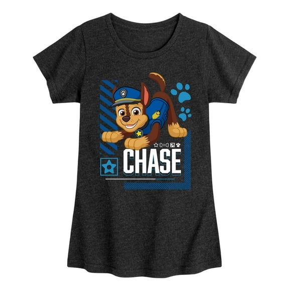 Paw Patrol - Chase Character Art - Toddler & Youth Girls Short Sleeve Graphic T-Shirt