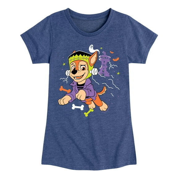 Paw Patrol - Chase Halloween - Toddler And Youth Girls Fitted Short Sleeve T-Shirt