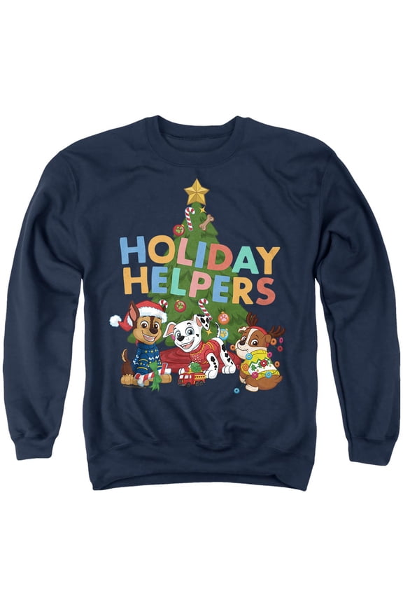 Chase, Marshall, Rubble Christmas Holiday Helpers Unisex Adult Crewneck Sweatshirt, Navy, Medium