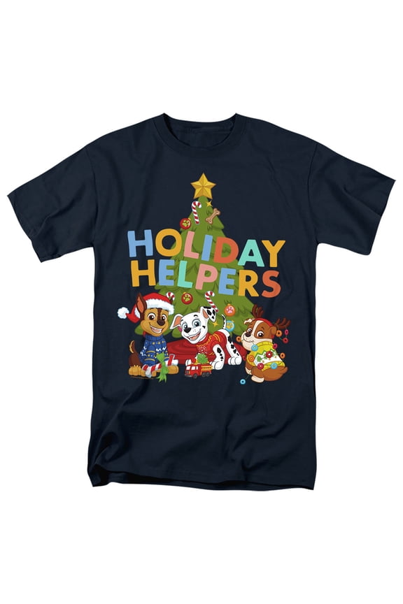Chase, Marshall, Rubble Christmas Holiday Helpers Unisex Adult T Shirt, Navy, Medium