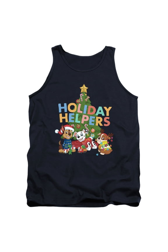 Chase, Marshall, Rubble Christmas Holiday Helpers Unisex Adult Tank Top, Navy, Medium