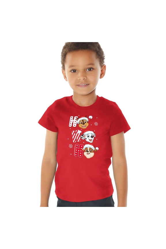 Chase Marshall Rubble Christmas Santa Hats Kids T Shirt (3) for Toddler Boys and Girls, Red