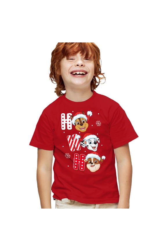 Chase Marshall Rubble Christmas Santa Hats Kids T Shirt for Youth Boys and Girls, Red, X-Small
