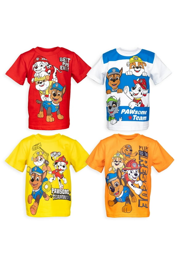 Chase Marshall Rubble Little Boys 4 Pack T-Shirts Toddler to Little Kid