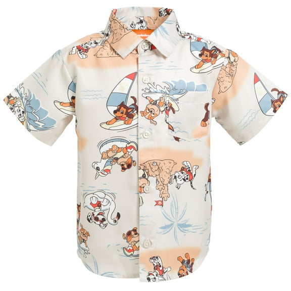 Paw Patrol Chase Marshall Rubble Little Boys Hawaiian Button Down Shirt Toddler to Big Kid