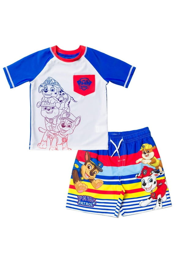 UPF 50+ Elastic Waist Rash Guard & Swim Trunks Set (Boy's)