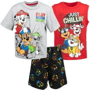 Paw Patrol Chase Marshall Rubble Little Boys T-Shirt Tank Top and French Terry Shorts 3 Piece Outfit Set Toddler to Big Kid