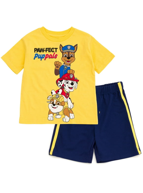 Paw Patrol Chase Marshall Rubble Little Boys T-Shirt and Mesh Shorts Outfit Set Toddler to Big Kid