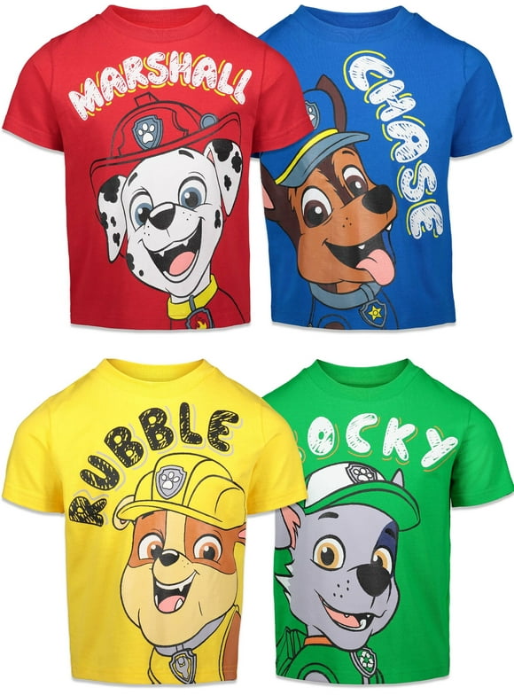 Paw Patrol Chase Marshall Rubble Rocky Toddler Boys 4 Pack T-Shirts Multicolor 2T