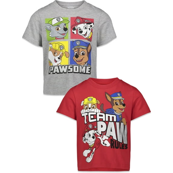 Paw Patrol Chase Marshall Rubble Toddler Boys 2 Pack T-Shirts Toddler to Big Kid