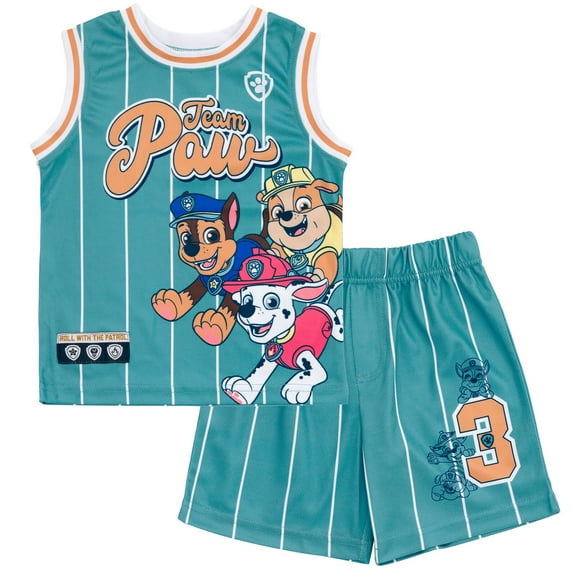 Paw Patrol Chase Marshall Rubble Toddler Boys Mesh Jersey Tank Top and Basketball Shorts Athletic Toddler to Little Kid