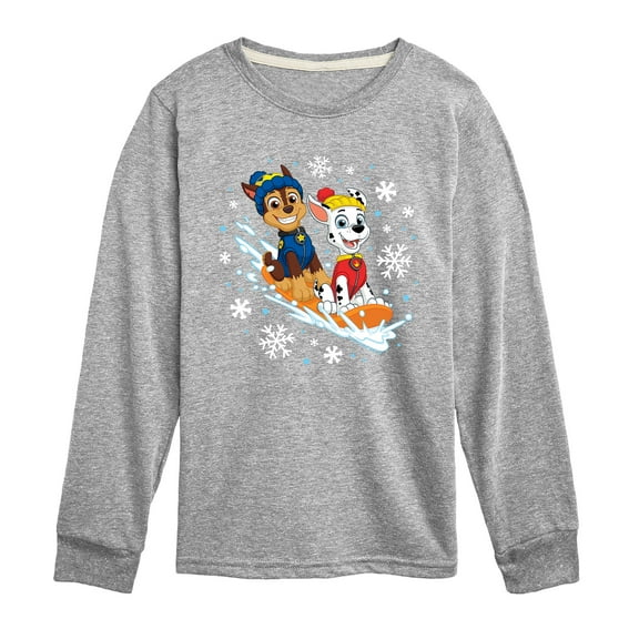 Paw Patrol - Chase Marshall Sledding - Toddler And Youth Long Sleeve Graphic T-Shirt
