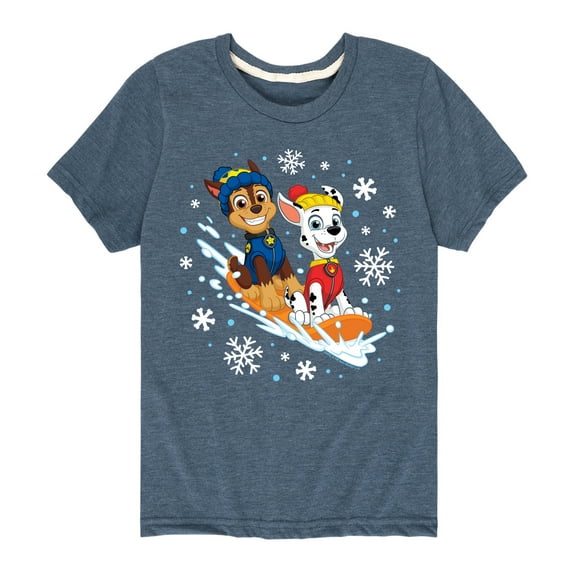 Paw Patrol - Chase Marshall Sledding - Toddler And Youth Short Sleeve Graphic T-Shirt