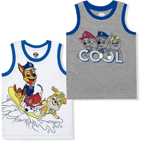 Paw Patrol Chase, Marshall and Rubble Boys 2 Pack Character Tanks, 4-7