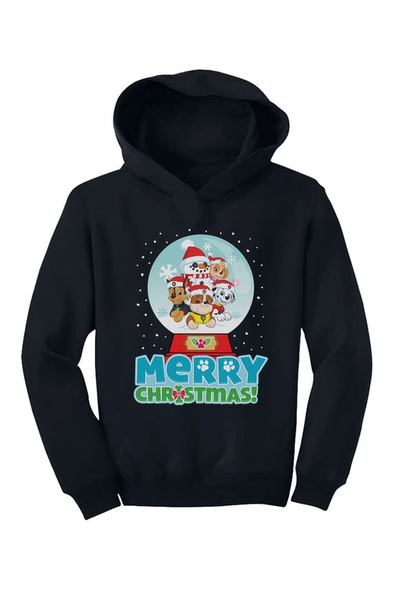 Paw Patrol Chase Rubble Christmas Snow Globe Toddler Hoodie 4T Black