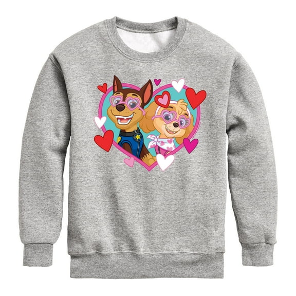 Paw Patrol - Chase Sky Hearts - Toddler And Youth Crewneck Fleece Sweatshirt