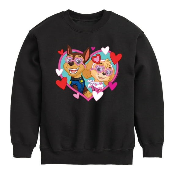 Paw Patrol - Chase Sky Hearts - Toddler And Youth Crewneck Fleece Sweatshirt