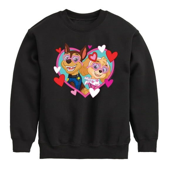 Paw Patrol - Chase Sky Hearts - Toddler And Youth Crewneck Fleece Sweatshirt
