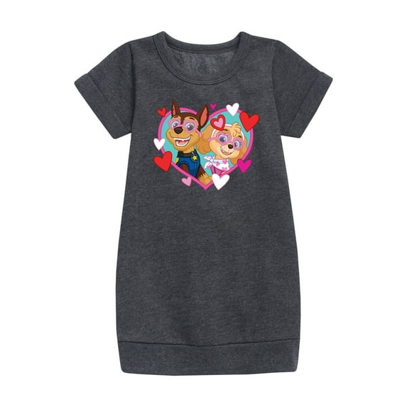 Paw Patrol - Chase Sky Hearts - Toddler And Youth Girls Fleece Dress