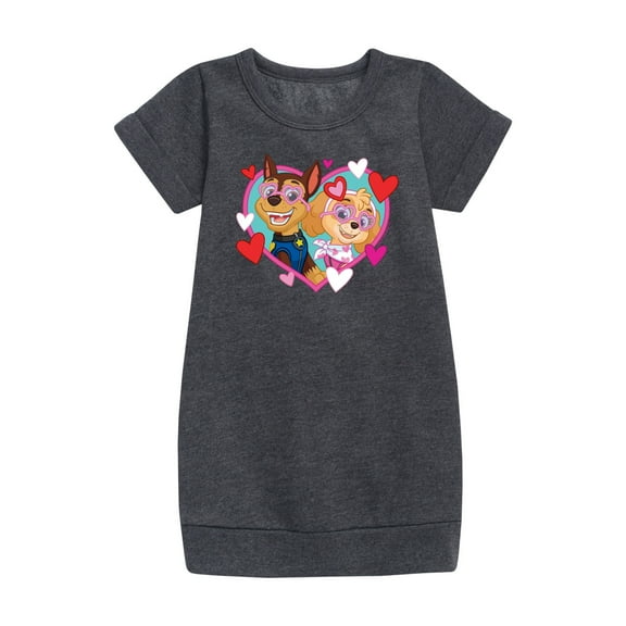 Paw Patrol - Chase Sky Hearts - Toddler And Youth Girls Fleece Dress