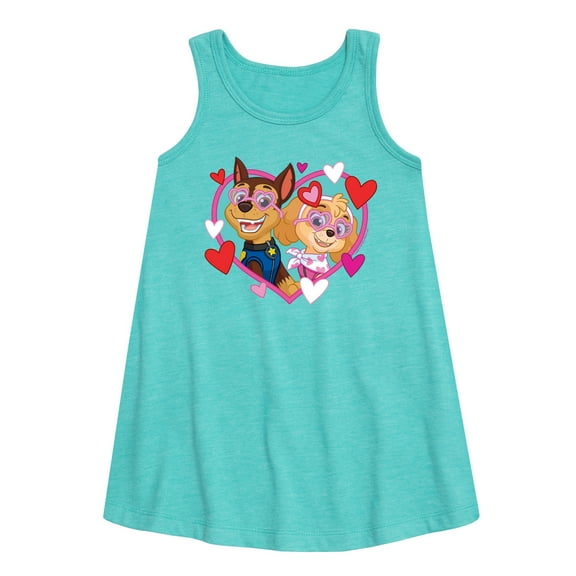 Paw Patrol - Chase Sky Hearts - Toddler and Youth Girls A-line Dress