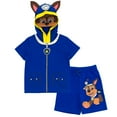 thumbnail image 1 of Paw Patrol Chase Toddler Boy Girl Cosplay T-Shirt and Bike Shorts French Terry Outfit Set 4T, 1 of 5