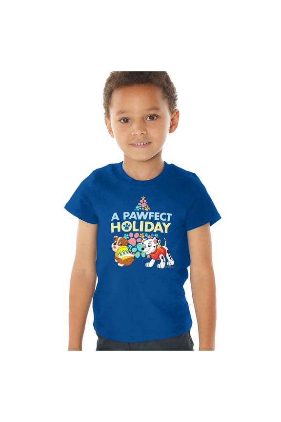 Christmas, A Pawfect Holiday Rubble and Marshall Kids T Shirt (3) for Toddler Boys and Girls, Royal