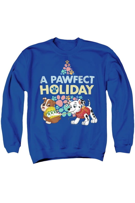 Christmas, A Pawfect Holiday Rubble and Marshall Unisex Adult Crewneck Sweatshirt, Royal, Medium