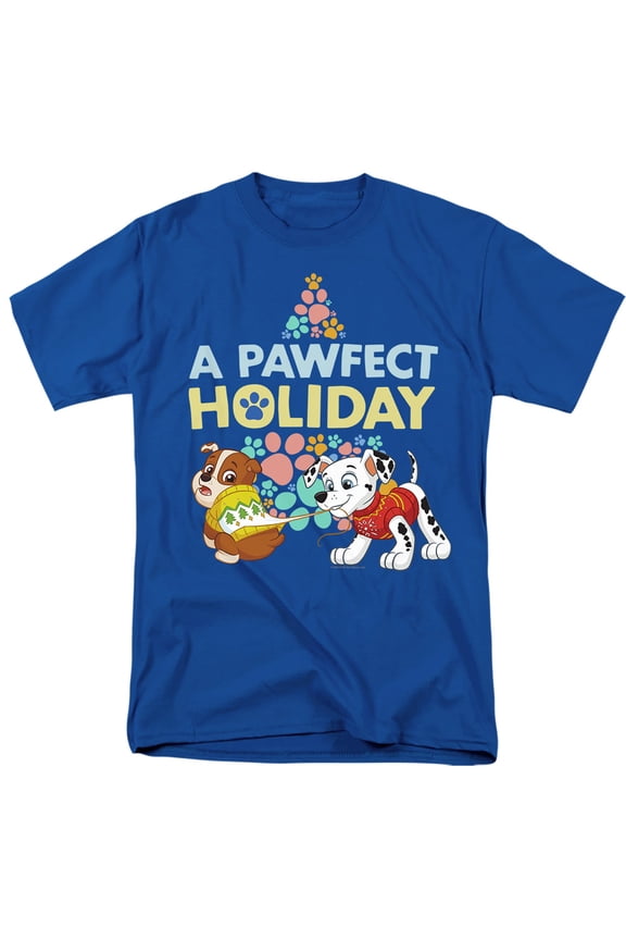 Christmas, A Pawfect Holiday Rubble and Marshall Unisex Adult T Shirt, Royal, Large