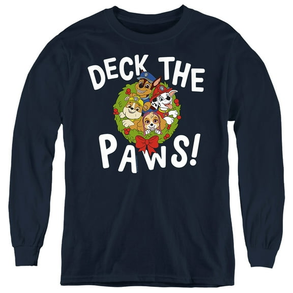 Paw Patrol Christmas Deck The Paws Kids Long Sleeve T-Shirt for Youth Boys and Girls