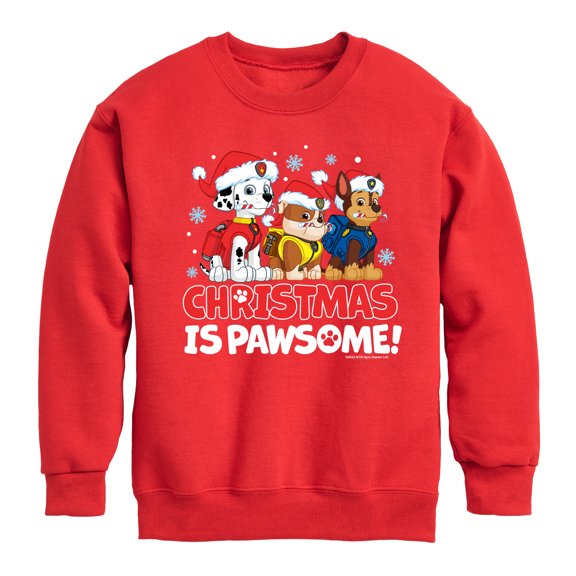 Paw Patrol - Christmas Is Pawsome - Toddler And Youth Crewneck Fleece Sweatshirt