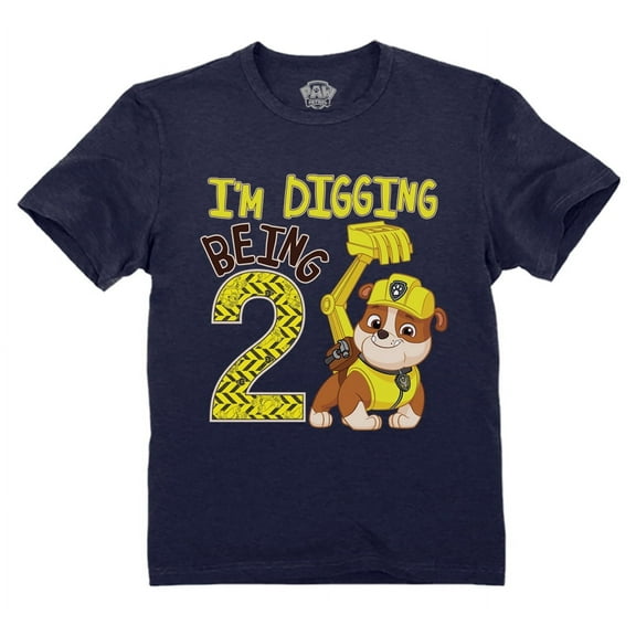 Paw Patrol Construction Digging Being 2 Gifts for Two Years Old Boy Rubble 2nd Birthday Toddler Kids T-Shirt 2T